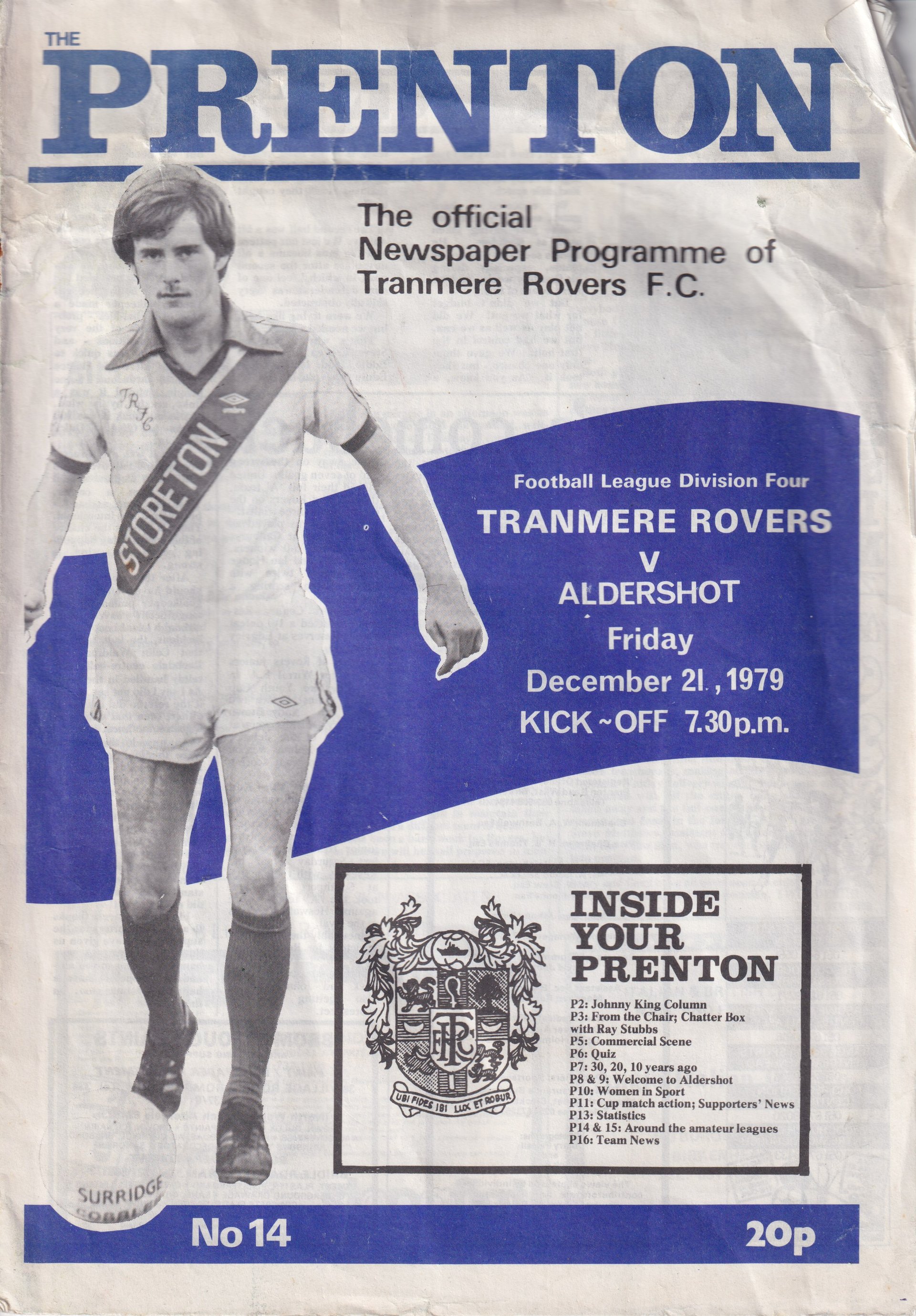 Tranmere Rovers v Aldershot match programme
